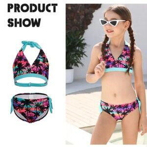 DUSISHIDAN Girls Hawaiian Printed Two Piece Bikini
